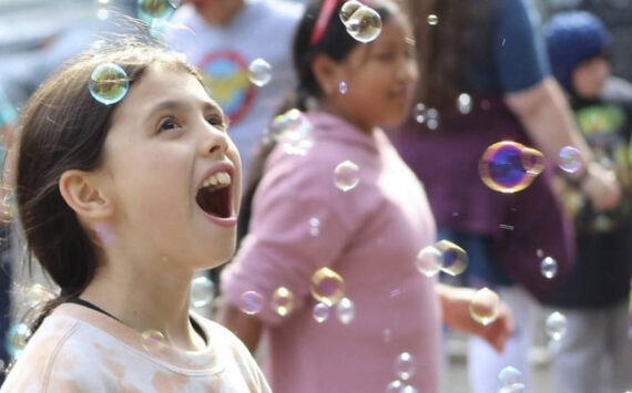 Ted Macomber courtesy photos
Olalla Elementary School students celebrate attendance success with a bubble party.