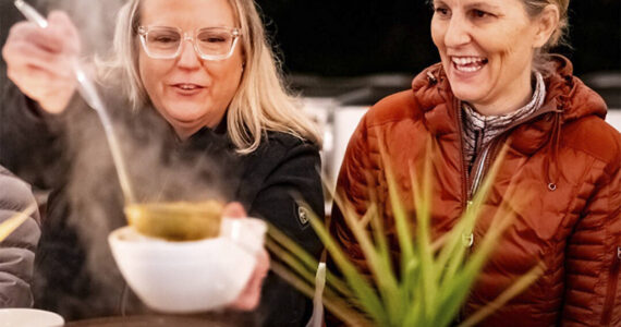 Jessica Young courtesy photos
Club members Jessica Maulk and Erin Halla enjoy soup at one of the dinners.