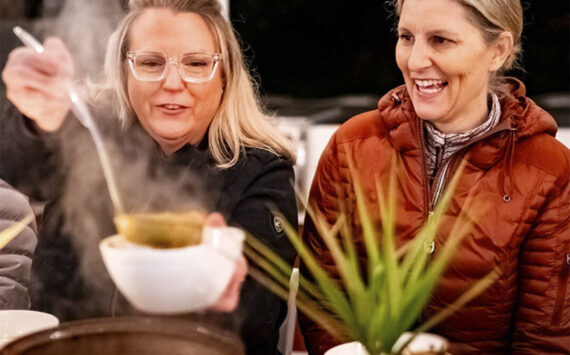 Jessica Young courtesy photos
Club members Jessica Maulk and Erin Halla enjoy soup at one of the dinners.