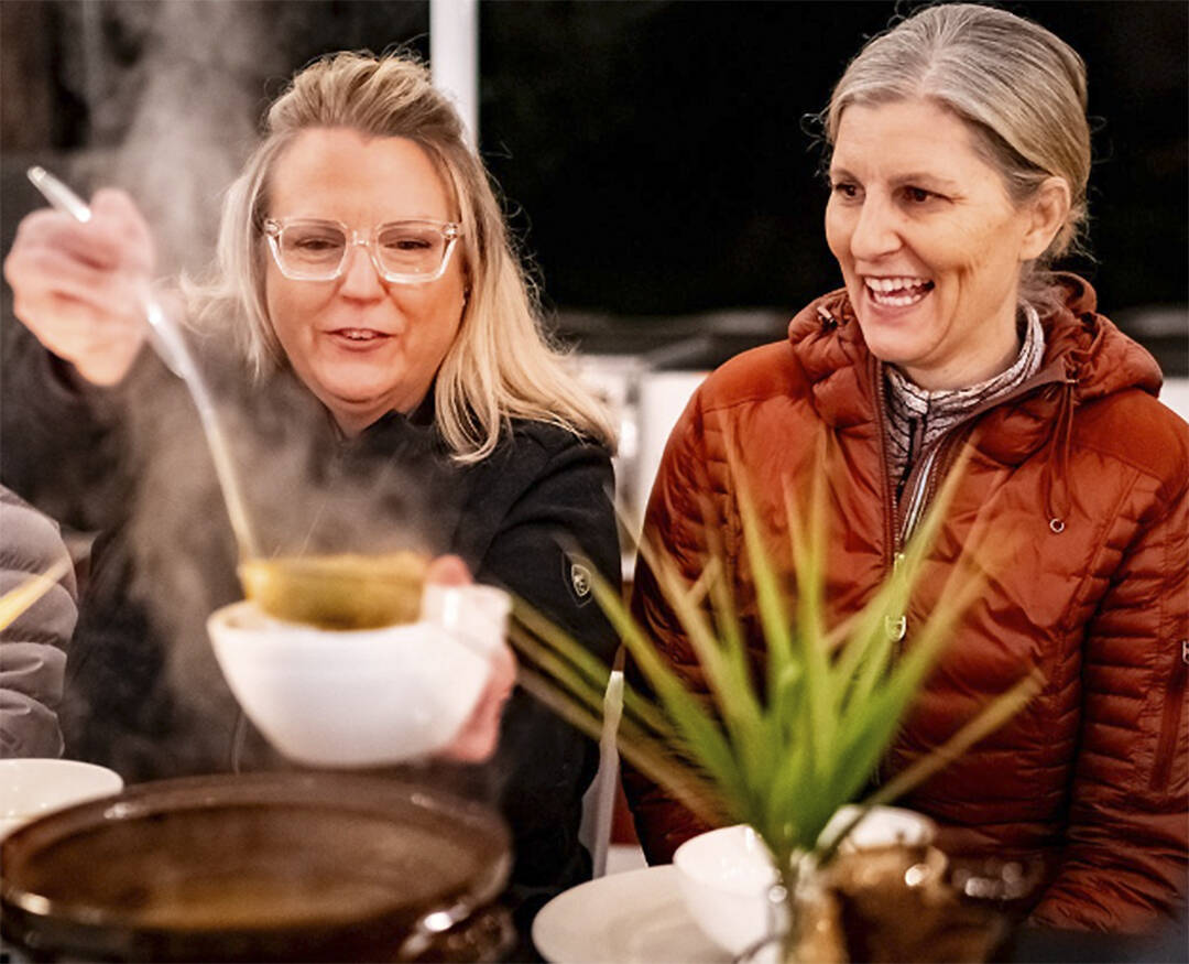 Jessica Young courtesy photos
Club members Jessica Maulk and Erin Halla enjoy soup at one of the dinners.