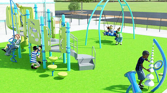 Landscape Structures courtesy image
A rendering of what the new playground at Wolfe Elementary will look like.