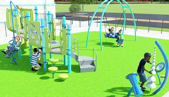 Landscape Structures courtesy image
A rendering of what the new playground at Wolfe Elementary will look like.