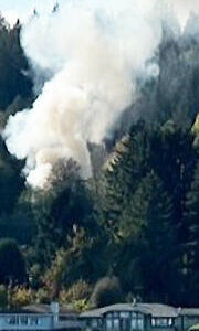 PFD courtesy photo
Smoke seen coming from an RV fire in Poulsbo Oct. 24.