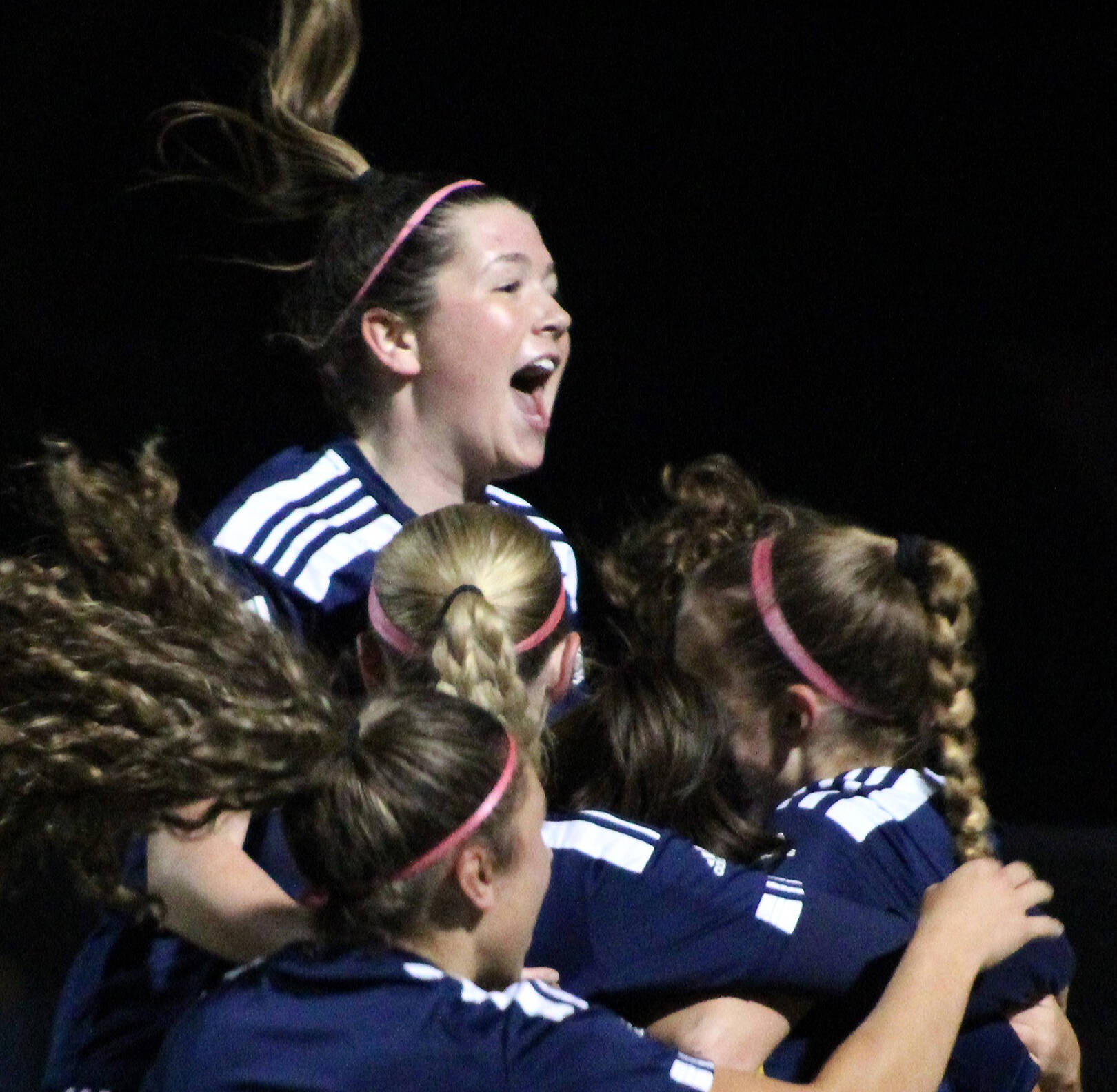 Elisha Meyer/Kitsap News Group photos
Spartan players celebrate after Magda Rufo-Hill scores the only goal of the match to win 1-0 over North Kitsap Oct. 29.