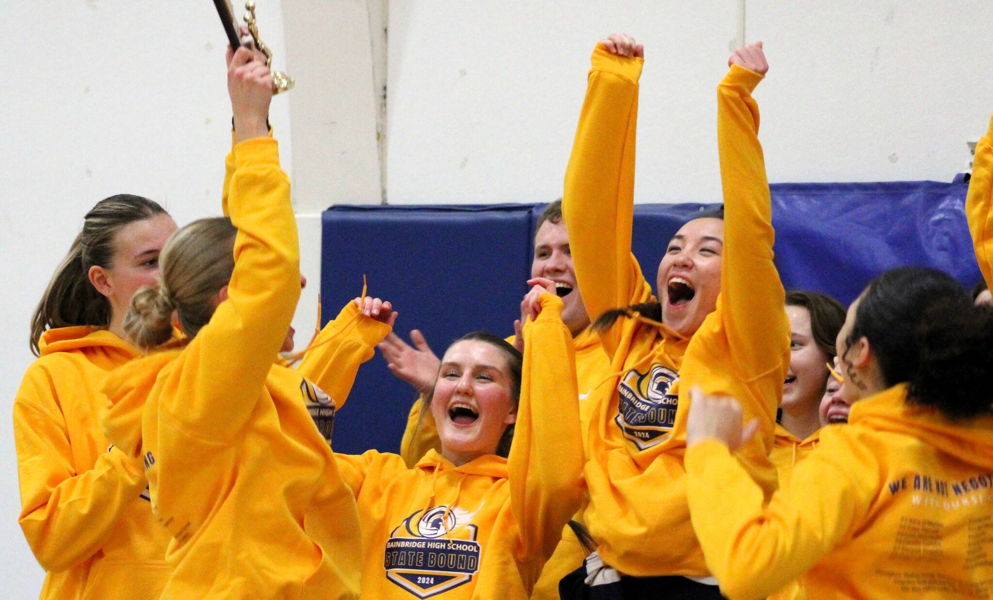 Elisha Meyer/Kitsap News Group photos
Bainbridge celebrates its first district championship in program history.