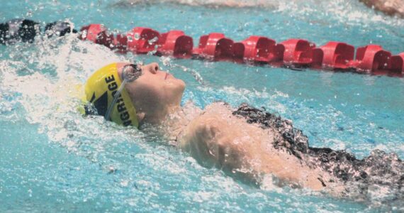 Bainbridge sophomore Olivia Longridge cruises through her leg of the 200-yard medley relay state finals.