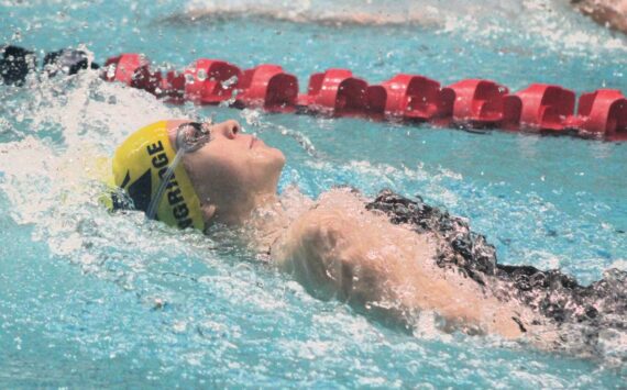 Bainbridge sophomore Olivia Longridge cruises through her leg of the 200-yard medley relay state finals.