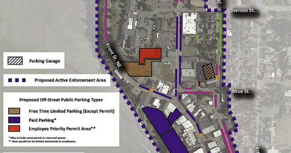 Walker Consultants courtesy map
The proposed paid parking system and active enforcement area for downtown Poulsbo.