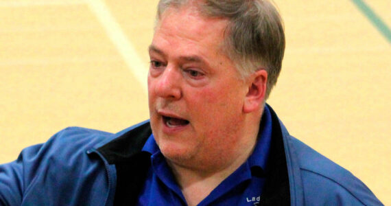 Elisha Meyer/Kitsap News Group
Olympic High School’s Keith Peden leaves the floor one last time as the volleyball coach of the Trojans Nov. 9.