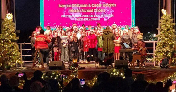 Eric Worden courtesy photos
Marcus Whitman and Cedar Heights middle school choirs performed at Holiday on the Bay Dec. 7.