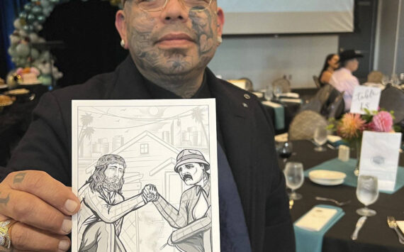 Javier Silva courtesy photos
Javier Silva pictured at the 10th Annual Coffee Oasis Gala with his artwork.